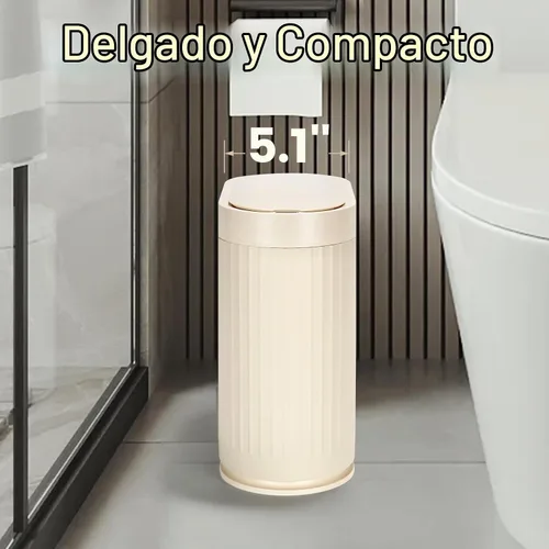 Vista 3 de ELPHECO Cubo de Basura para Baño de 2 Galones Cubo de Basura Inteligente de Plástico Impermeable Cesta de Basura Decoración de Baño Cubo de Basura