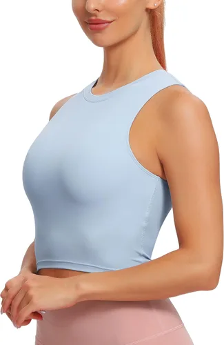 Vista 3 de Natural Feelings - Sujetadores deportivos sin mangas, con relleno extraíble, para mujer ombligueras para yoga, entrenamiento, correr
