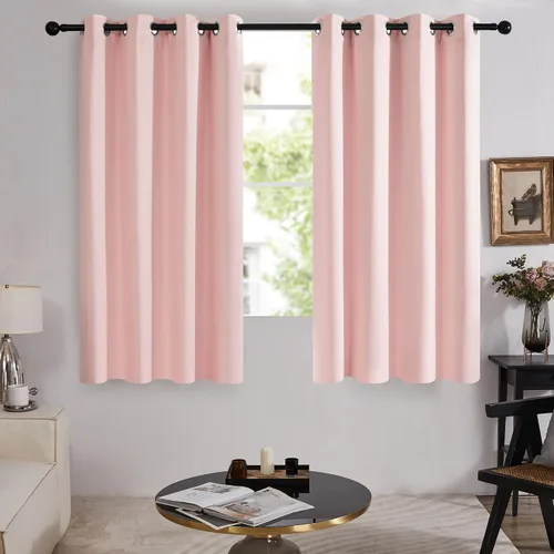 Vista 214 de Deconovo Cortinas opacas 100% con forro negro, cortinas con ojales aisladas térmicamente que reducen el ruido, doble capa para oscurecer