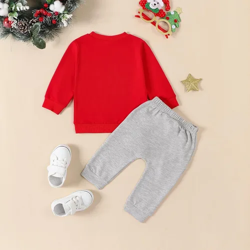 Vista 6 de Conjunto de ropa de Navidad para bebé, niño y niña, camisas largas, sudadera de Papá Noel, otoño mi primera Navidad
