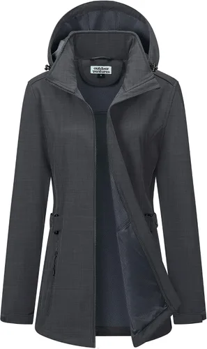 Vista 11 de Outdoor Ventures Chaqueta impermeable Softshell con forro polar para mujer Negro