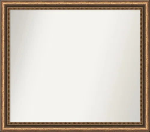 Vista 92 de Amanti Art Espejo de baño de bronce para sobre fregadero, 24 x 24 pulgadas, espejo de tocador cuadrado estrecho de bronce Manhattan, marco de madera