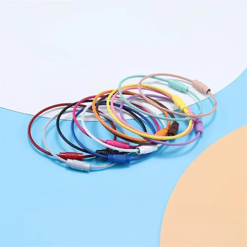 Vista 5 de AGCFABS 10 piezas de alambre llavero cable llavero llavero círculo bucle campamento joyería accesorios
