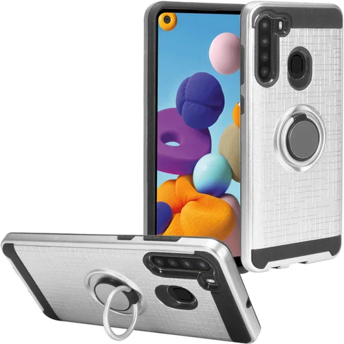 Vista 17 de Para Samsung Galaxy A21 (SM-A215) - Funda para teléfono con soporte de anillo - RS2 Gris RS2 Negro/Gris