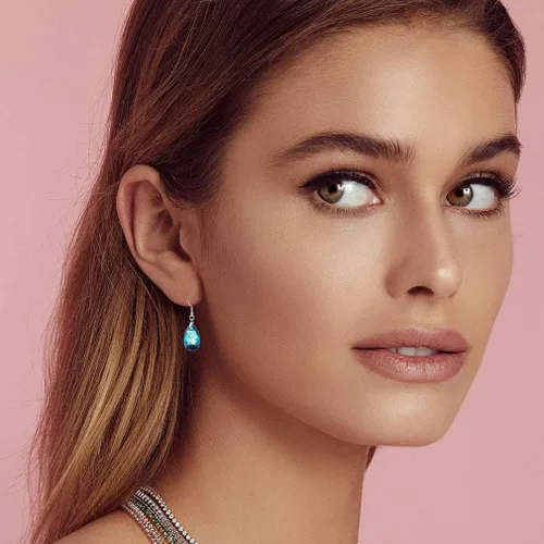 Vista 92 de Aretes colgantes de cristal austriaco con forma de lágrima para mujer, joyería hipoalergénica de plata de ley 925