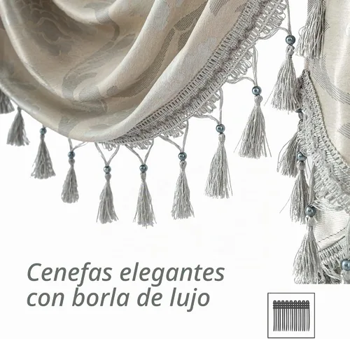 Vista 3 de Cenefas florales europeas gris plateado con bolsillo para barra