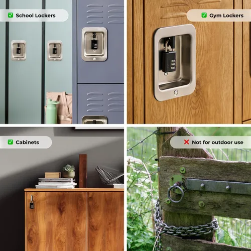 Vista 7 de Master Lock 647EC2 - Candado de combinación negra, cerradura de casillero de gimnasio para interiores con código personalizable de 3 dígitos