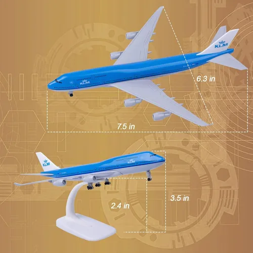 Vista 5 de Modelo de avión 1:300 escala KLM Holland B747 modelo avión para regalo y decoración