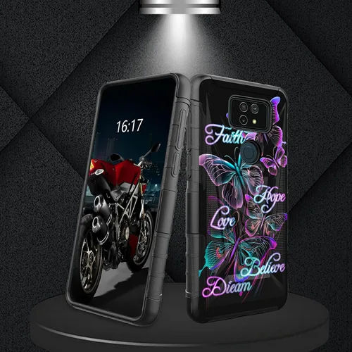 Vista 119 de Funda para AT&T Maestro Max 2021/Cricket Ovation 2 con protector de pantalla de vidrio templado, funda resistente con función atril integrada