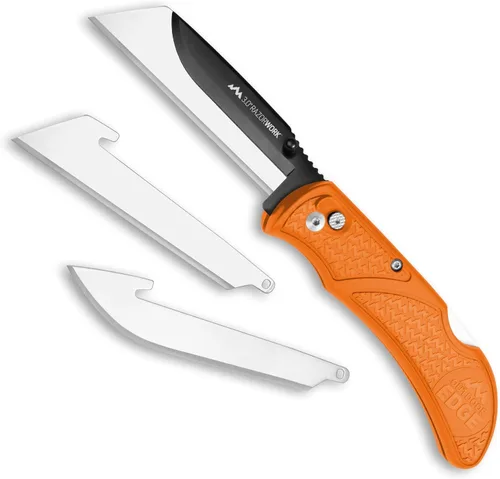 Vista 10 de OUTDOOR EDGE 2.5" RAZOR-WORK - Cuchillo plegable de utilidad con hoja reemplazable RazorSafe (Negro, 2 hojas)