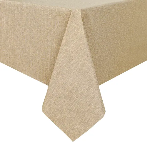 Vista 9 de Romanstile Mantel de PVC 100% impermeable, cuadrado, a prueba de derrames de aceite, resistente a las manchas, manteles de plástico fáciles de Beige