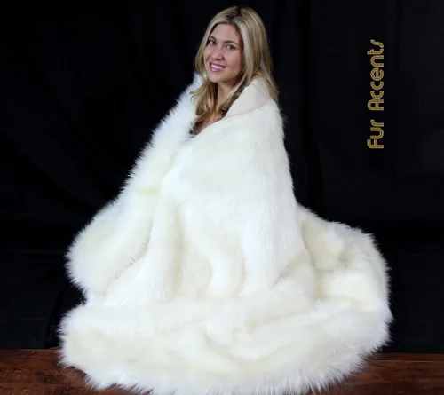 Vista 20 de Fur Accents Manta suntuosa de piel sintética de lujo, calidad de diseñador fabricada en Estados Unidos, Winter Fox