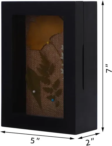 Vista 7 de Caja de sombra de 5 x 7, tamaño de pantalla de 4 x 6 pulgadas, marco de caja de sombra con ventana de cristal, vitrina pequeña con bisagra, mini