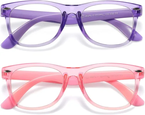 Vista 9 de DYLB Lentes de bloqueo de luz azul para niños y niñas, paquete de 2, anteojos de computadora para niños de 3 a 9 años, antiluz azul y dolor de Negro