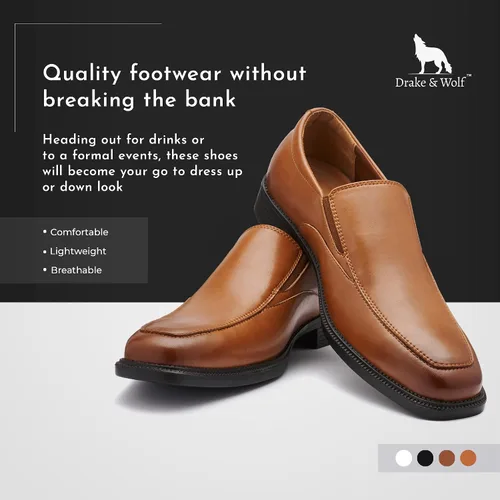 Vista 2 de Drake & Wolf Mocasines para hombre - Zapatos de vestir casuales para hombre - Zapatos de vestir antideslizantes para hombre - Zapatos de vestir