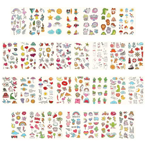 Vista 2 de Metker Tatuajes temporales para niños – 90 hojas más de 1000 diseños Juguetes de tatuajes temporales impermeables para recuerdos de fiesta