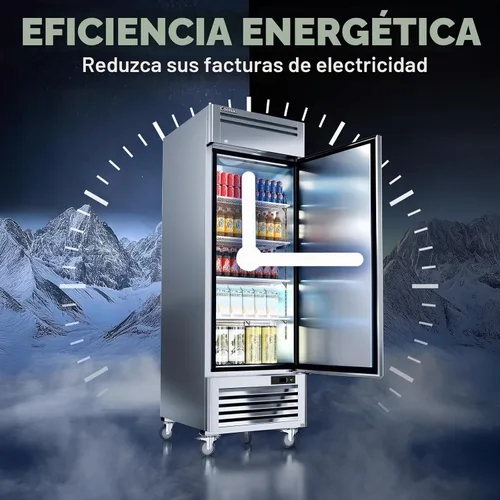 Vista 4 de Coolski Congelador comercial de 19.32 pies cúbicos con puerta sólida, ventilador de congelador de acero inoxidable de alcance vertical de 27