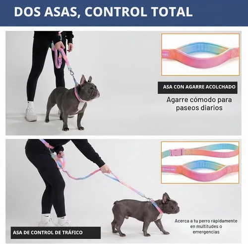 Vista 5 de Spark Paws - Correa para perro manos libres, cinturón elástico para correr y caminar Shock-Absorbing Bungee Stretch, Heavy-Duty Clip Doubles as