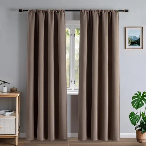 Vista 10 de Cortinas opacas para sala de estar, cortinas 100% opacas de 90 pulgadas de largo, juego de 2 paneles de 2 paneles, con aislamiento térmico, pestaña