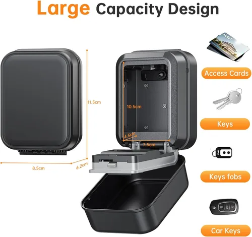 Vista 2 de Caja de Seguridad para Llaves con Diales Luminosos, Caja de Seguridad Impermeable para Montaje en Pared para Llaves con Código, Caja de Seguridad