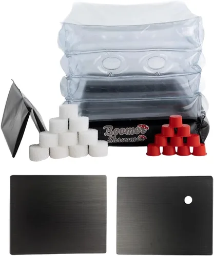 Vista 8 de Kit Inflable Monotubo Boomer Shroomer, Kit para Cultivo de Hongos Incluye Puerto de Drenaje, Tapones y Filtros, Forro Removible