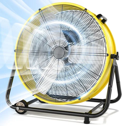 Vista 12 de LifePlus Ventilador de Tambor Industrial de 24 Pulgadas, Ventilador de Piso de Taller de Alta Velocidad, 3 Velocidades, Circulador de Aire de Metal