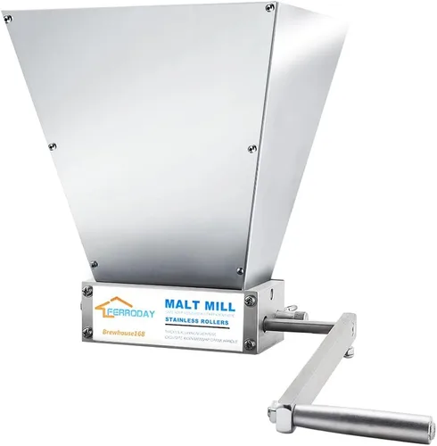 Vista 8 de FERRODAY Molino de grano malteado para cebada de malta, 2 rodillos de acero inoxidable Heavy Duty Crusher Malt Mill Homebrew Grain Grinder
