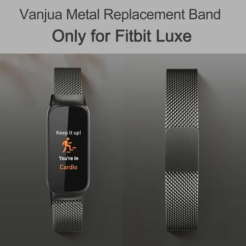 Vista 2 de Correa de metal para Fitbit Luxe para mujeres y hombres, correa de repuesto magnética ajustable de malla de acero inoxidable compatible con Fitbit