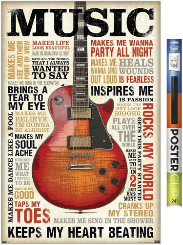 Vista 13 de Trends International Music Inspires Me Wall Poster, 14.725" x 22.375", Barnwood Framed Version