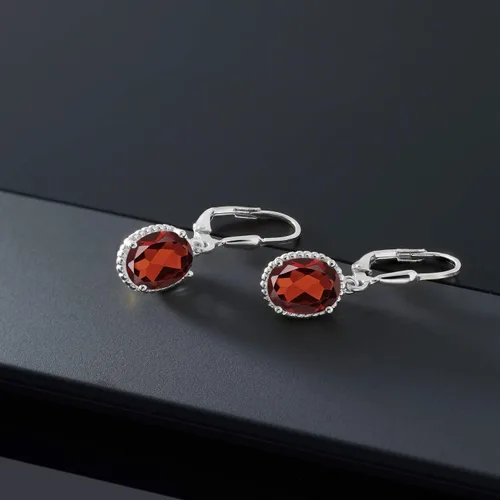 Vista 26 de Gem Stone King Aretes colgantes de gota para mujer, plata de ley 925, piedra natal ovalada de 0.354 x 0.276 in, joyería fina, regalos para ella