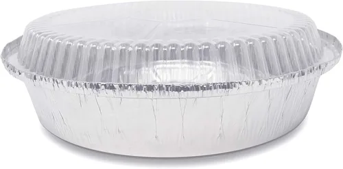 Vista 2 de Paquete de 60 sartenes redondas de aluminio prémium de 7 pulgadas con tapas de cúpula de plástico, lata de aluminio desechable para asar, hornear
