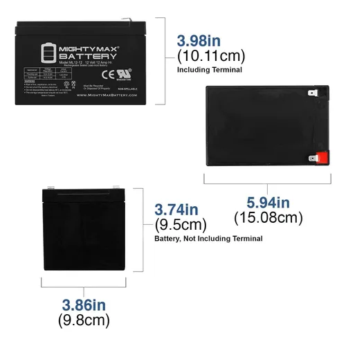 Vista 2 de Mighty Max Battery Batería de repuesto de 12V 12AH para 6-DGM-12, 6-FM-12-4 Pack