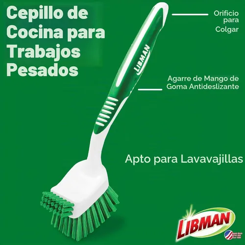 Vista 3 de Libman - Kit de cepillo para botellas y platos, cepillos de limpieza para uso en cocina, cepillo para pajilla, cepillos para fregar platos, cepillo