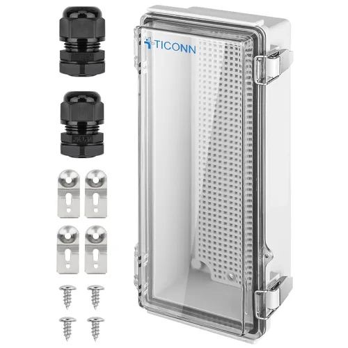 Vista 14 de TICONN - Caja de conexiones eléctricas impermeable IP67 con carcasa de plástico ABS con tapa con bisagras con placa de montaje, soportes de pared
