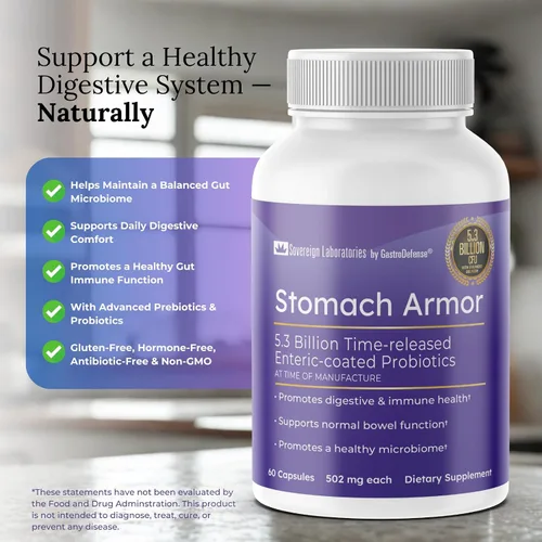 Vista 6 de GastroDefense Stomach Armor - Probiótico y preestable - Calostro liposomal LD mejorado. Las manchas beneficiosas colonizan y promueven la salud