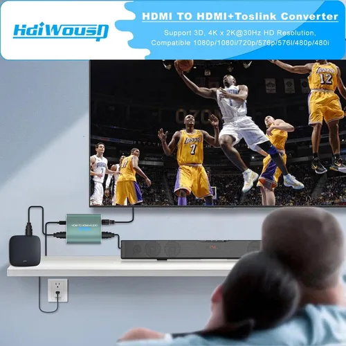 Vista 2 de Extractor de Audio HDMI 4K HDMI a Adaptador de Audio Óptico Convertidor Divisor de Video Soporta HDCP DTS 5.1 PCM Compatible para PS4 Fire Stick