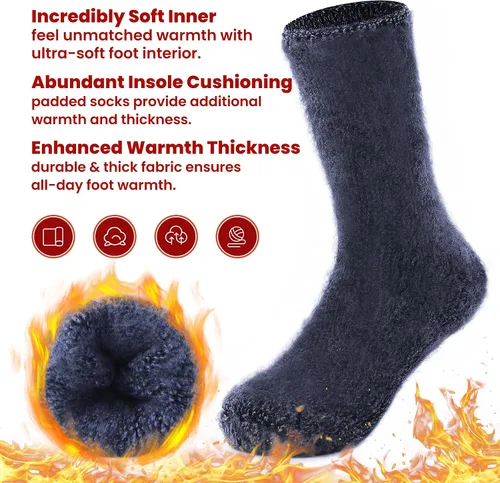 Vista 3 de Calcetines térmicos para mujeres y hombres, calcetines cálidos de invierno que atrapan el calor