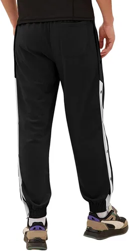 Vista 5 de Men's Tear Away Basketball Track Pants High Split Side Snap Cinch Bottoms Negro