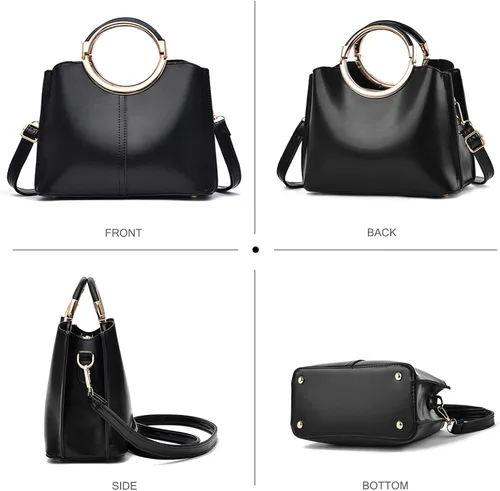 Vista 5 de NICOLE & DORIS Bolsos de mano para mujer, bolso cruzado pequeño, con asa superior, bolso de hombro de cuero PU, bolso de bolera, bolsas de mensajero
