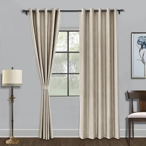 Vista 10 de Fcosie Cortinas opacas de 84 pulgadas de largo con textura de lino, con aislamiento térmico, con ojales en la parte superior con forro opaco blanco