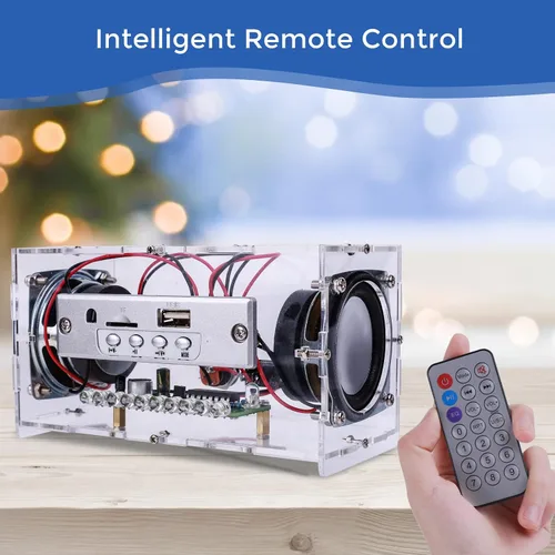 Vista 4 de MiOYOOW Kit de altavoz Bluetooth DIY, mini amplificador estéreo USB, kit de soldadura con luces LED intermitentes, kit de práctica de soldadura
