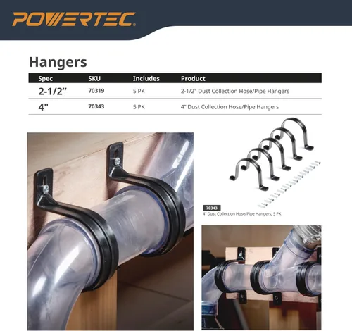 Vista 7 de POWERTEC Tubo de PVC transparente de 2 1/2" x 36" de largo, 1 paquete de tubos de plástico y 5 paquetes de correas para tubos con anclajes