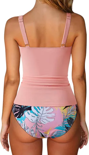 Vista 26 de SUUKSESS Traje de baño tankini sexy con efecto de realce y control de abdomen para mujer