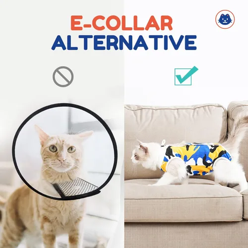 Vista 6 de Traje de recuperación quirúrgica para gatos, cono de heridas abdominales, collar electrónico, alternativo, antilamidas o enfermedades de la piel
