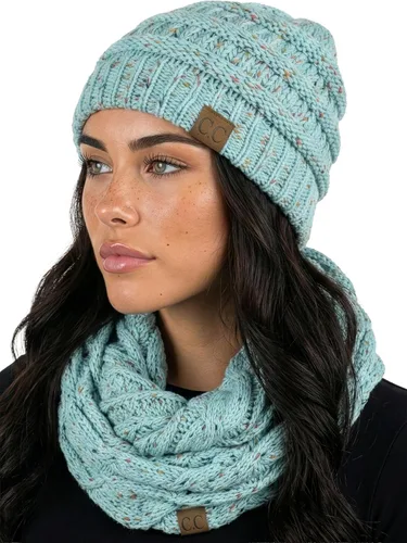 Vista 20 de Funky Junque - Juego de pañuelo y gorro de punto a juego para mujer Negro