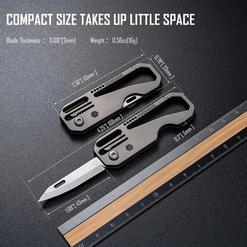 Vista 5 de KeyUnity KK08 EDC Cuchillo plegable de titanio con mosquetón para llevar a diario (KK08)