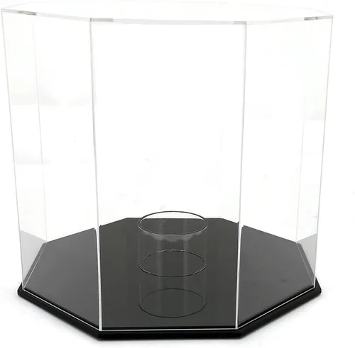 Vista 4 de OnDisplay Deluxe Octagon - Vitrina de baloncesto y balón de fútbol con protección UV, base negra