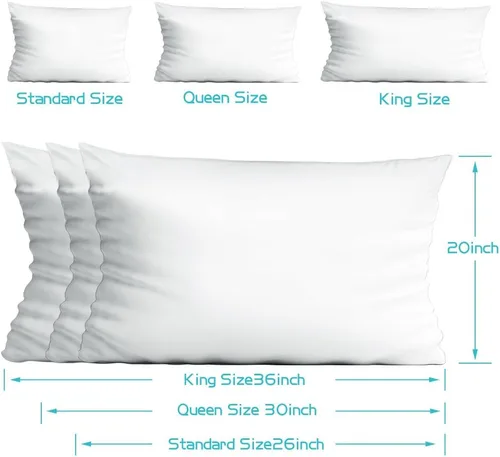 Vista 4 de Paquete de 4 protectores de almohada con cremallera, fundas de almohada de 400 hilos de alta calidad, 100% algodón egipcio, color blanco