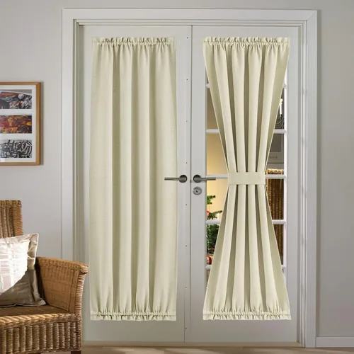 Vista 134 de NICETOWN Cortinas de Lino para Puerta Lateral - Cortinas Opacas con Aislamiento Térmico para Puerta Delantera Francesa para Sombra Pequeña