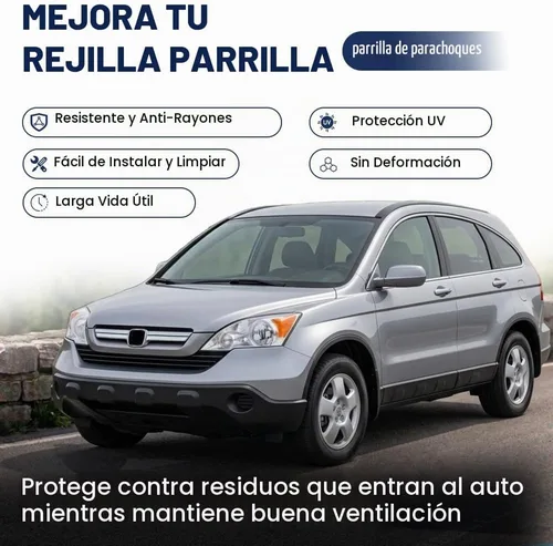 Vista 5 de PIT66 Protector de parrilla de parachoques delantero superior e inferior, compatible con Honda CRV 07-09 negro/cromo
